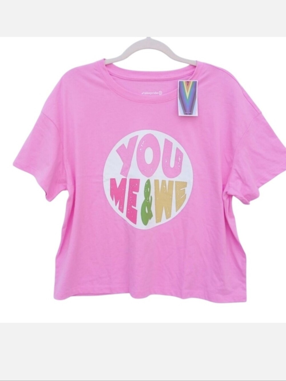 PRIDE YOU ME & WE Crop Top Short Sleeve Cropped T-shirt Medium NWT